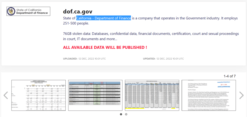 California Department of Finance